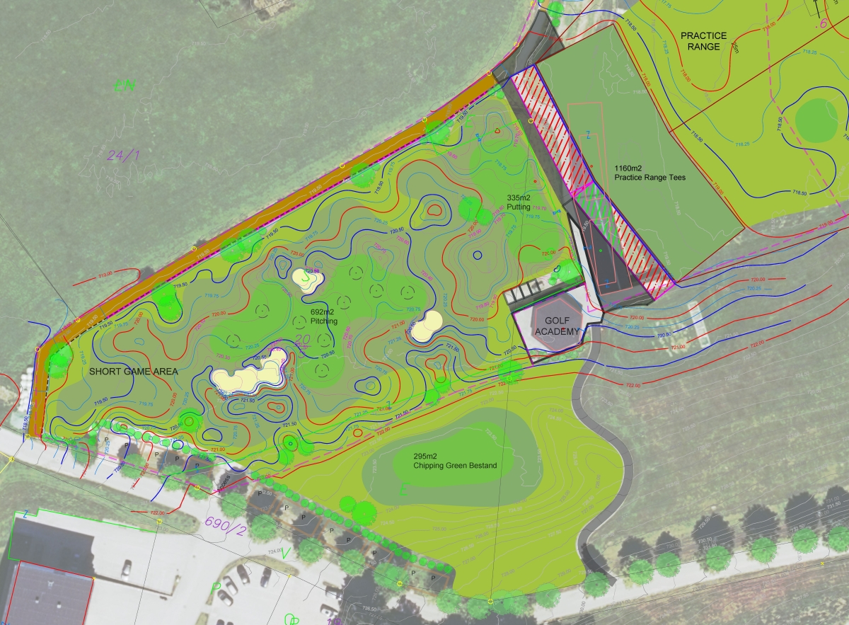 Plan zum Umbau der Driving Range am Golf & Country Club Schloss Pichlarn